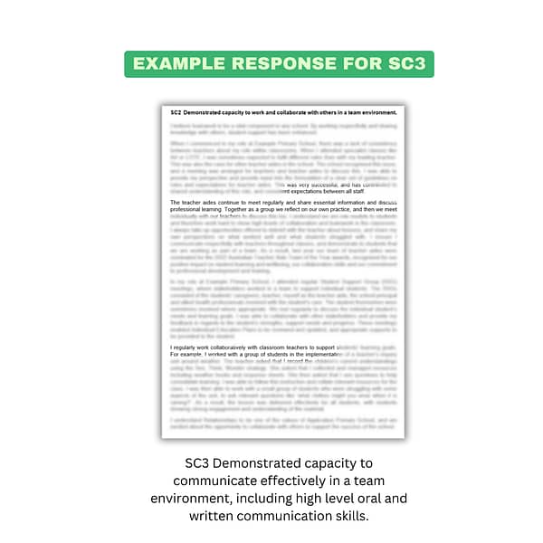 SC3 Demonstrated capacity to communicate effectively in a team environment, including high level oral and written communication skills selection criteria example