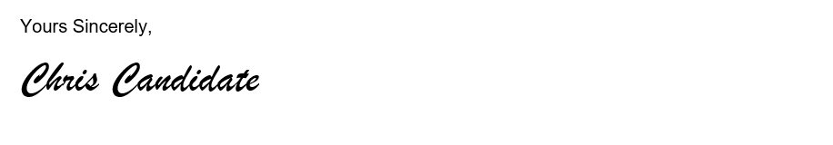 image of how to sign off a cover letter addressing selection criteria