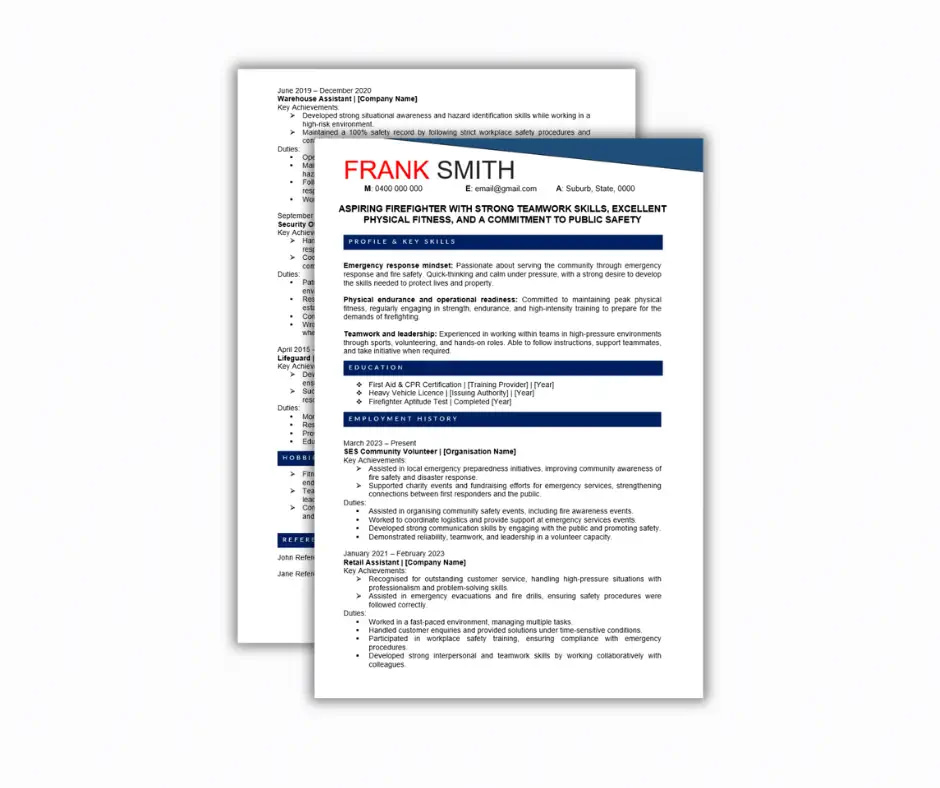 Firefighter Resume Template Resumes To Impress